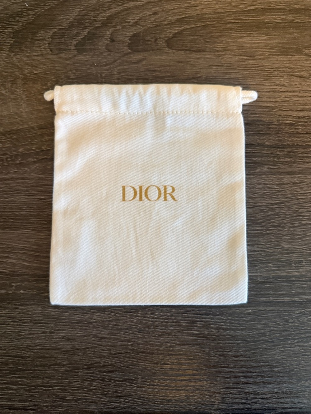 Dior Small White Drawstring Pouch with Gold Logo - NEW